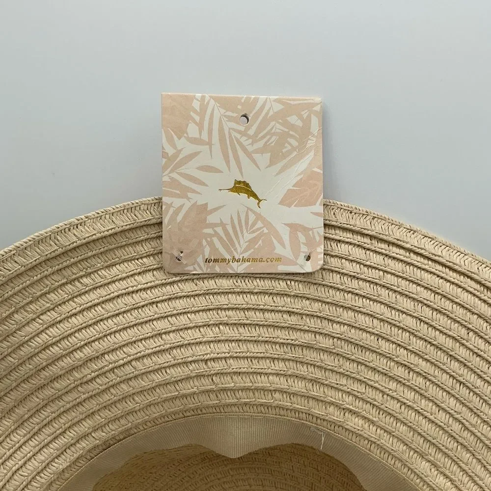 Tommy Bahama kids straw sun hat with floral band NWT